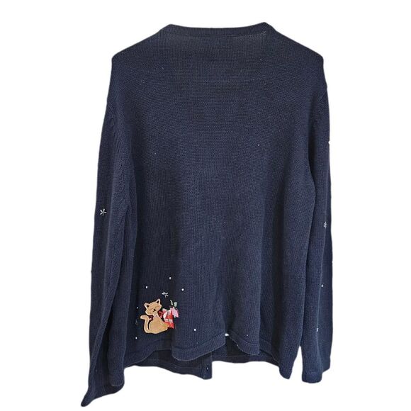 y2k ugly christmas sweater with cats black cardigan - Picture 2 of 6
